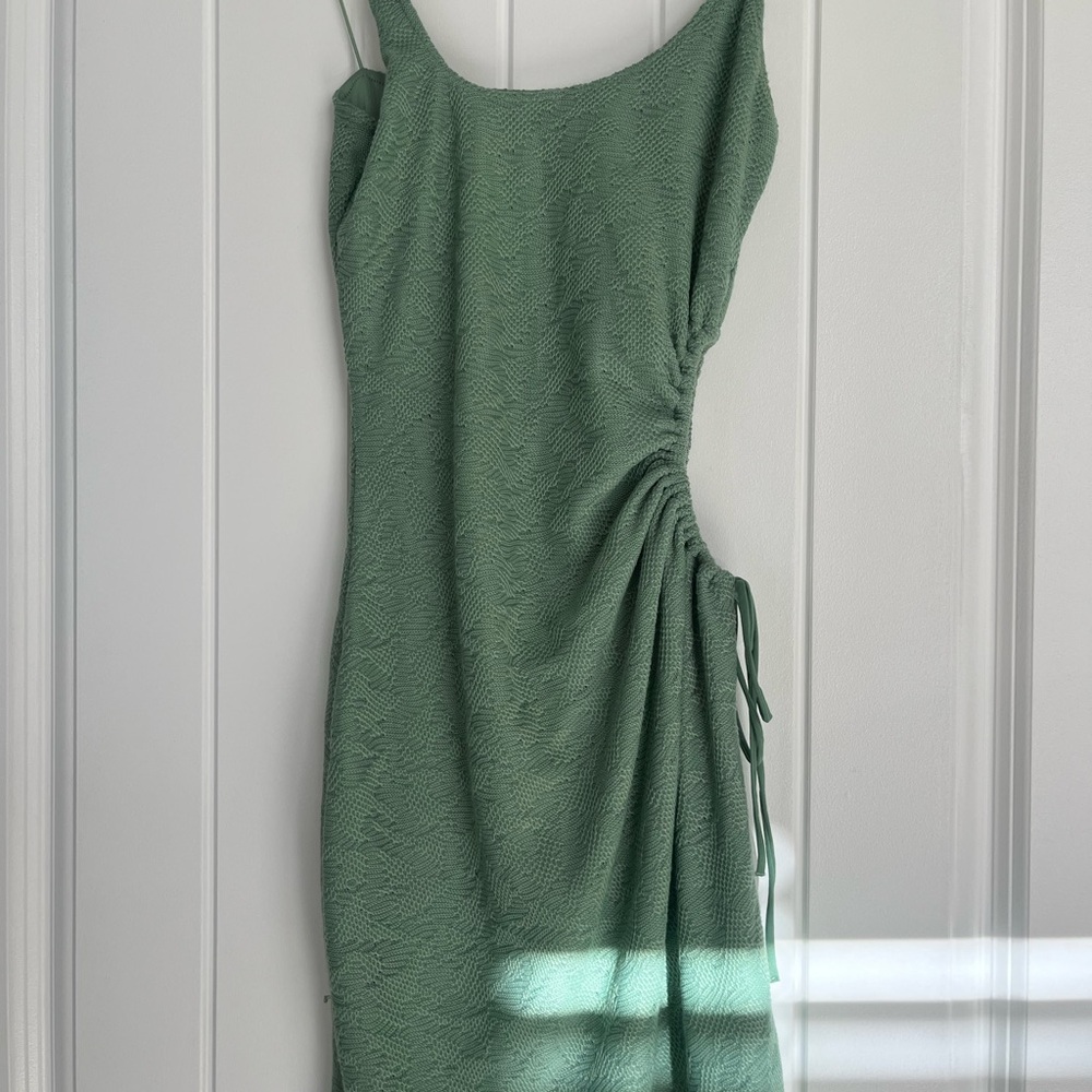 Oh Polly Green asymmetrical Cutout Mini Dress - Picture 2 of 3